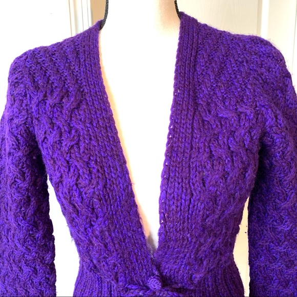 Vintage RAFIQUE 100% Wool V-Neck Woven Cardigan Sweater—SZ. Small - Picture 12 of 15